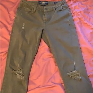 Dark Green distressed jeans